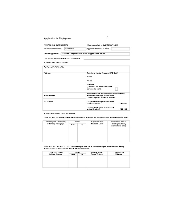 FREE 4+ Retail Job Application Forms in PDF MS Word