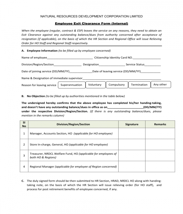 FREE 4+ Company Clearance Forms in PDF