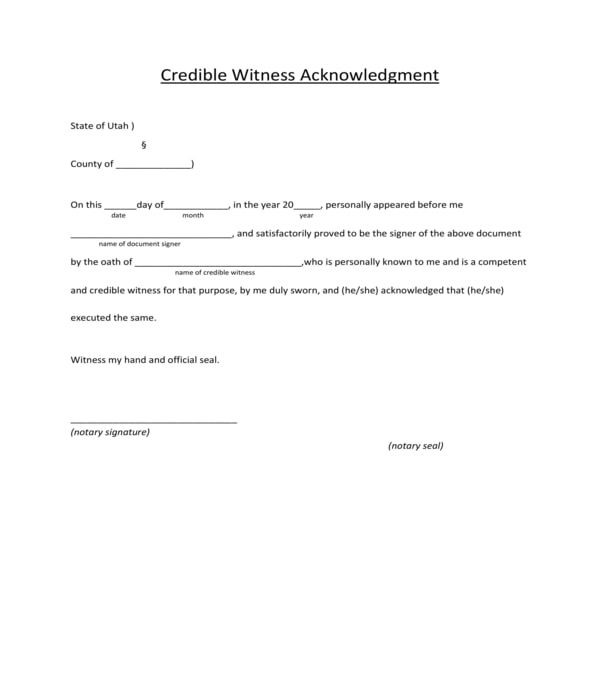 FREE 6+ Witness Acknowledgment Forms in PDF MS Word
