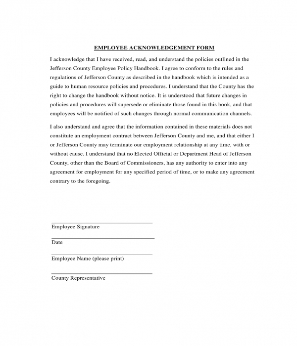 FREE 25+ Policy Acknowledgment Forms in PDF MS Word