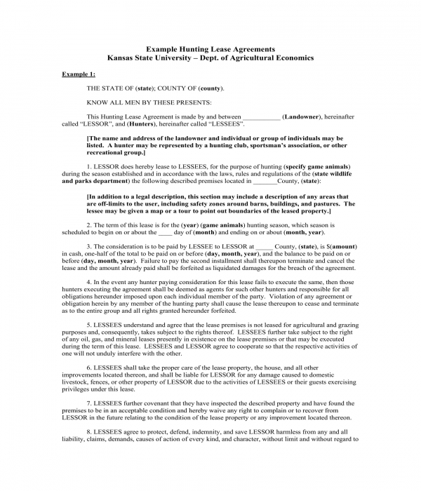 FREE 5+ Hunting Lease Agreement Forms in PDF MS Word