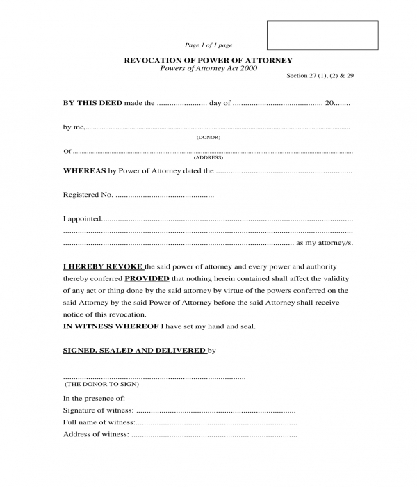 FREE 3+ Revocation of Power of Attorney Forms in PDF MS Word
