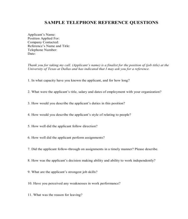 FREE 6+ Telephone Reference Check Forms in PDF MS Word