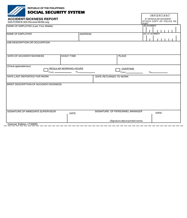 Printable Mass Accident Report Forms