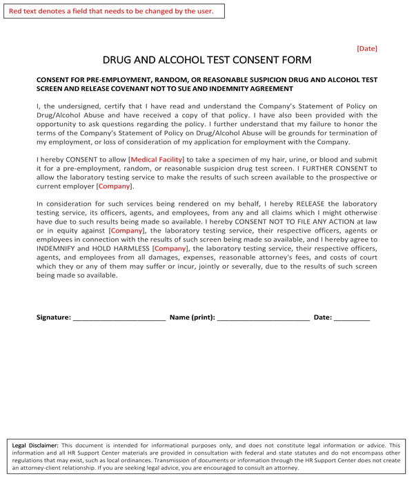 FREE 7+ DrugAlcohol Testing Consent Forms in PDF MS Word