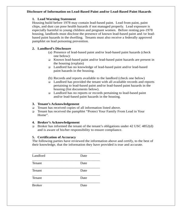 FREE 6+ LeadBased Paint Disclosure Forms in PDF MS Word