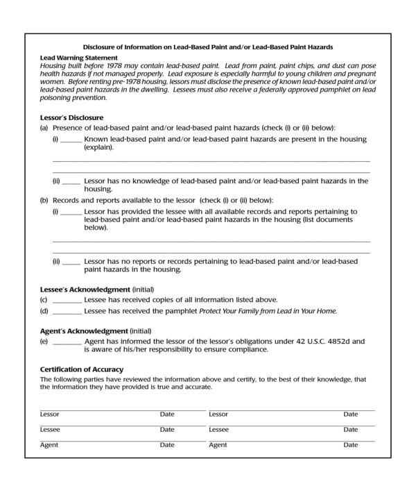 FREE 6+ LeadBased Paint Disclosure Forms in PDF MS Word
