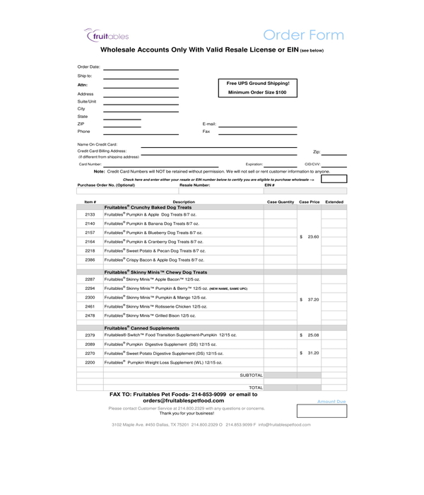 FREE 7+ Food Order Forms in PDF MS Word Excel