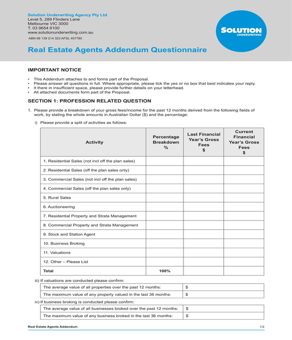 FREE 11+ Real Estate Addendum Forms in PDF