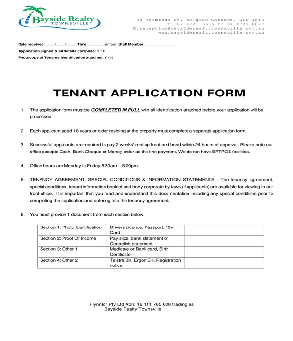 FREE 5+ Tenant Application Forms in PDF MS Word