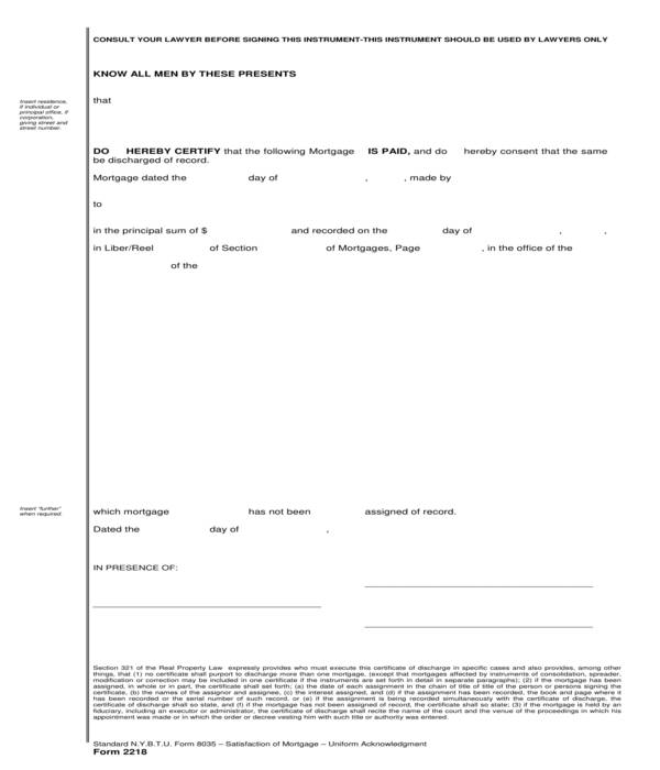 FREE 7+ Satisfaction of Mortgage Forms in PDF MS Word