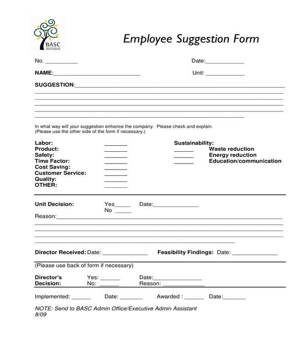FREE 11+ Employee Suggestion Forms in PDF Excel MS Word