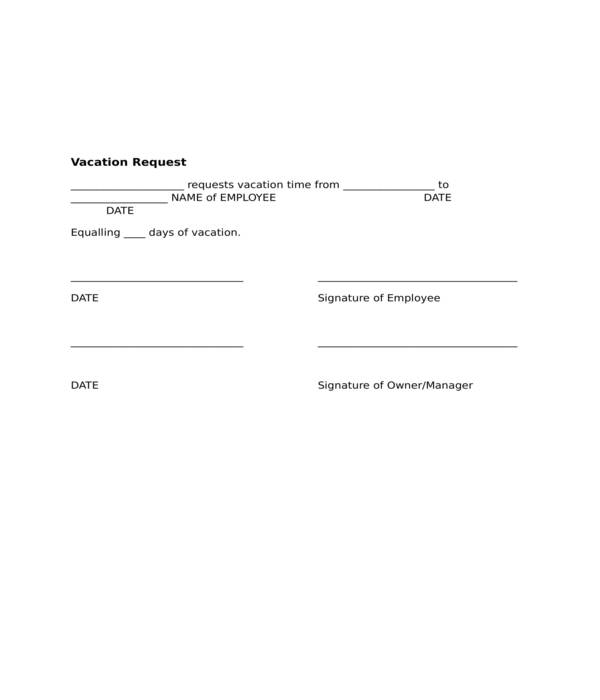 FREE 10+ Vacation Request Forms in PDF MS Word Excel