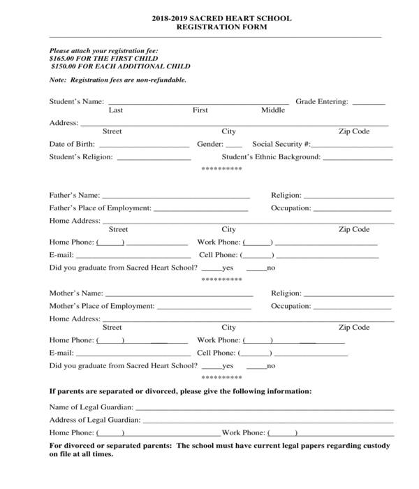 FREE 7+ School Registration Forms in PDF MS Word XLS