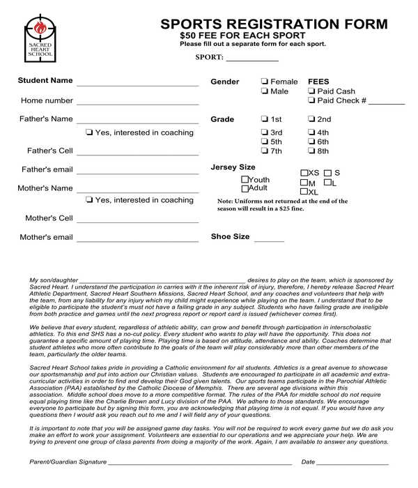 FREE 11+ Sports Registration Forms in PDF MS Word Excel