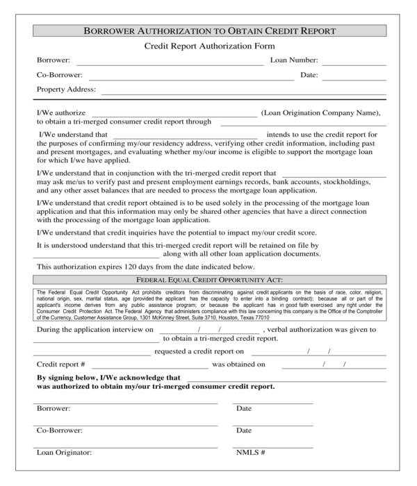 FREE 10+ Credit Report Authorization Forms in PDF MS Word