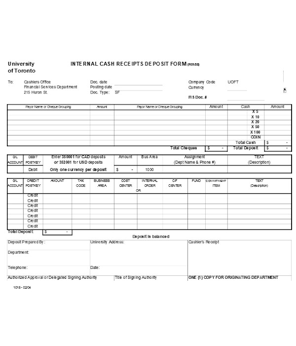 FREE 7+ Deposit Receipt Forms in PDF MS Word Excel