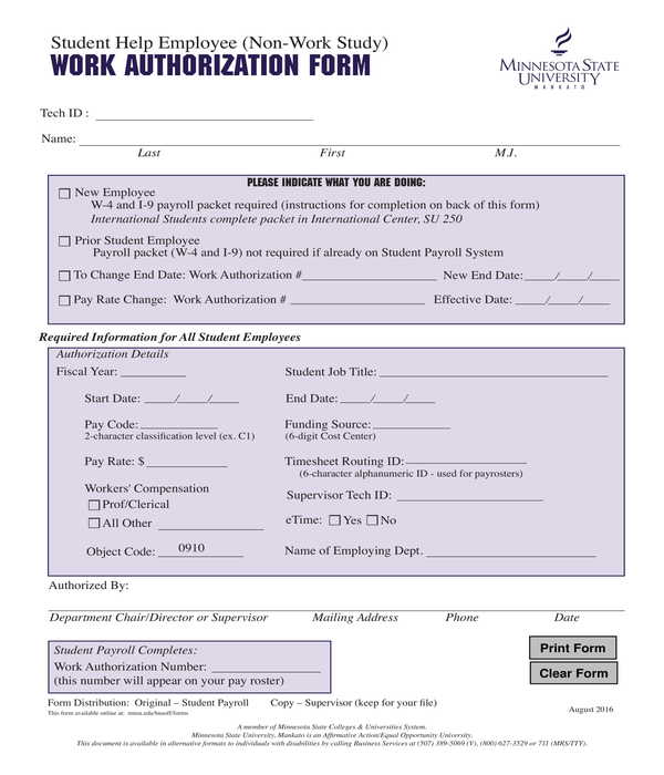 FREE 9+ Work Authorization Forms in PDF MS Word FREE 9+ Work Authorization Forms in PDF MS Word