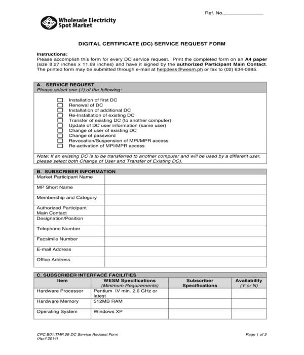FREE 6+ IT Service Request Forms in PDF MS Word