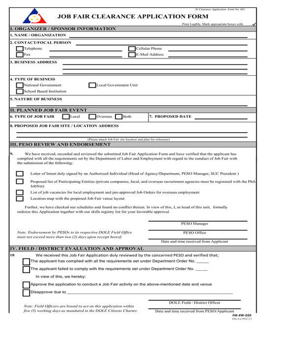 FREE 8+ Clearance Application Forms in PDF MS Word