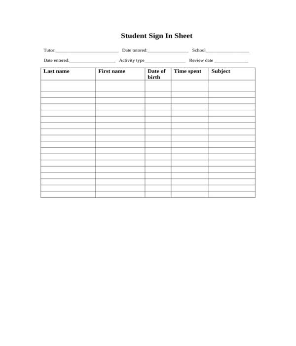 FREE 11+ Student Sign In Sheets in PDF MS Word Excel