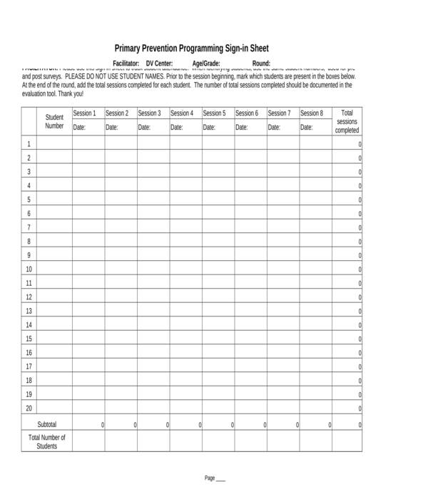 FREE 11+ Student Sign In Sheets in PDF MS Word Excel