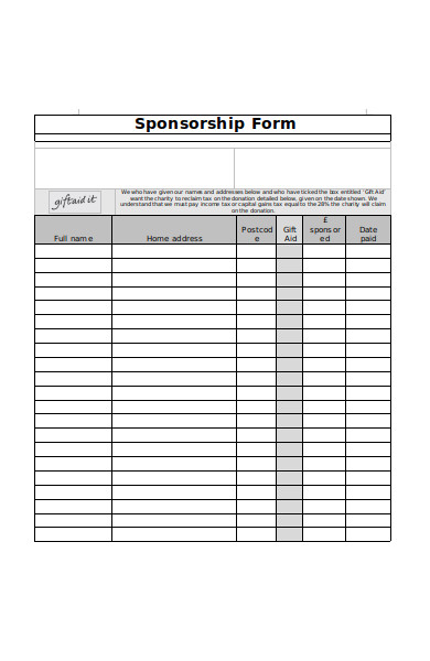 FREE 52+ Sponsorship Forms in PDF | MS Word | Excel