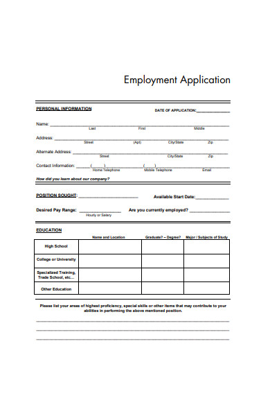 FREE 51+ Job Application Forms in PDF MS Word (.doc)