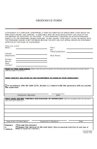 FREE 50+ Grievance Forms in PDF | MS Word