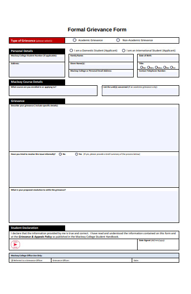 FREE 54+ Grievance Form Samples, PDF, MS Word, Google Docs
