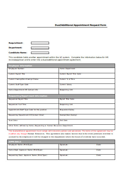 FREE 52+ Appointment Request Forms in PDF | MS Word | XLS