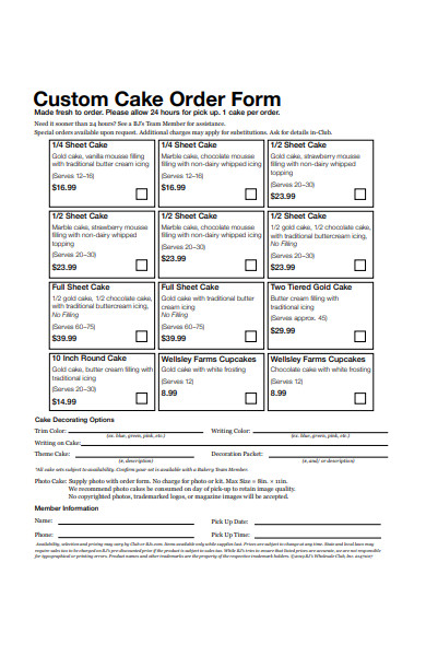 FREE 31+ Bakery Order Forms in PDF | Ms Word | XLS