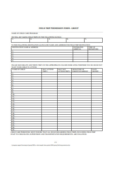FREE 25+ Field Trip Permission Form Samples, PDF, MS Word, Google Docs