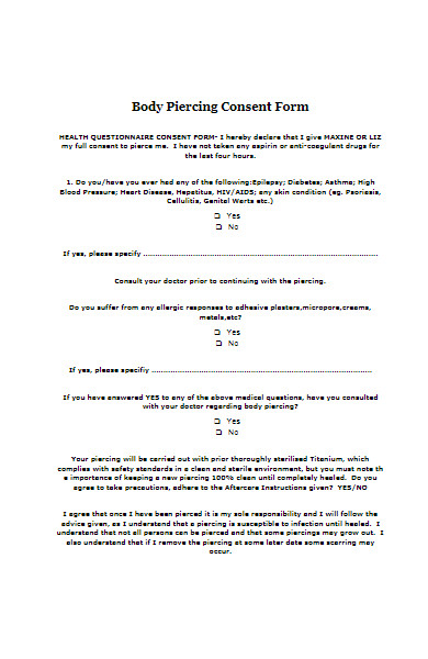 FREE 30+ Piercing Consent Forms Download – How to Create Guide, Tips