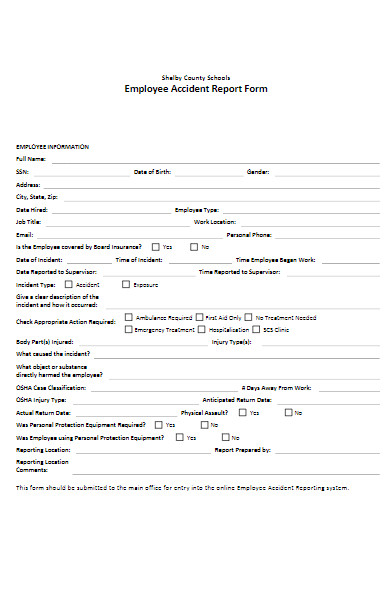 FREE 35+ Employee Accident Report Forms in PDF