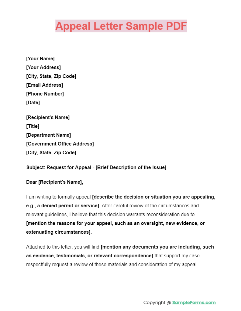 FREE 13+ Appeal Letter Samples, PDF, MS Word, Google Docs
