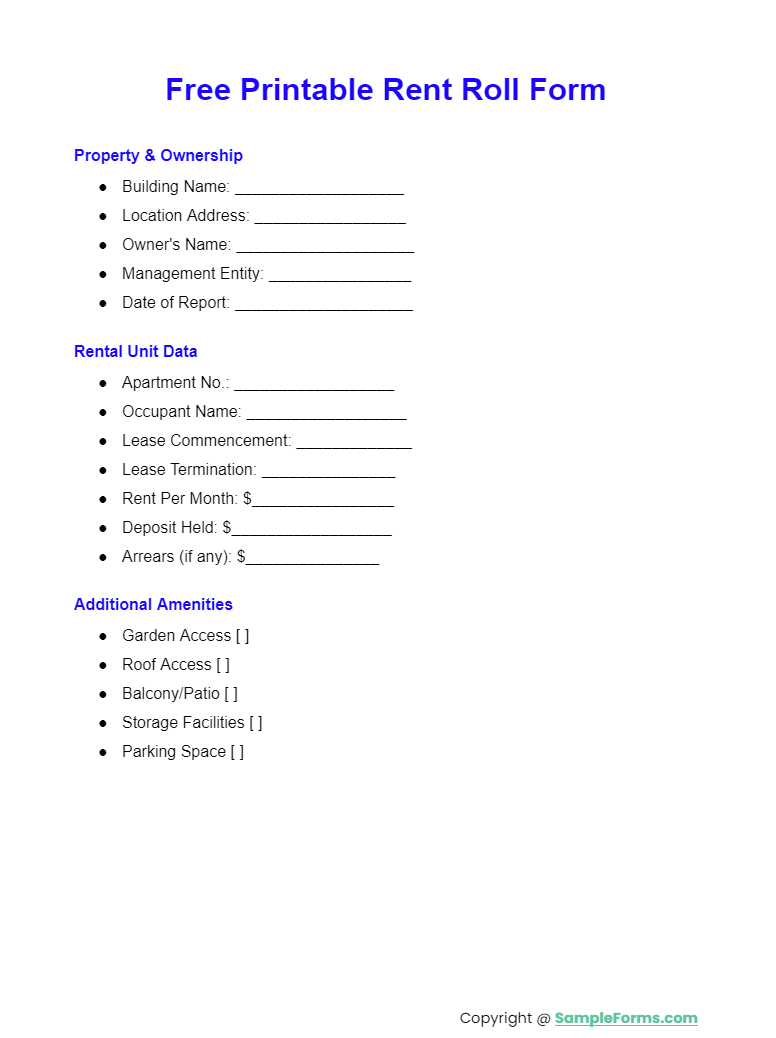 FREE 22+ Rent Roll Form Samples, PDF, MS Word, Google Docs, Excel