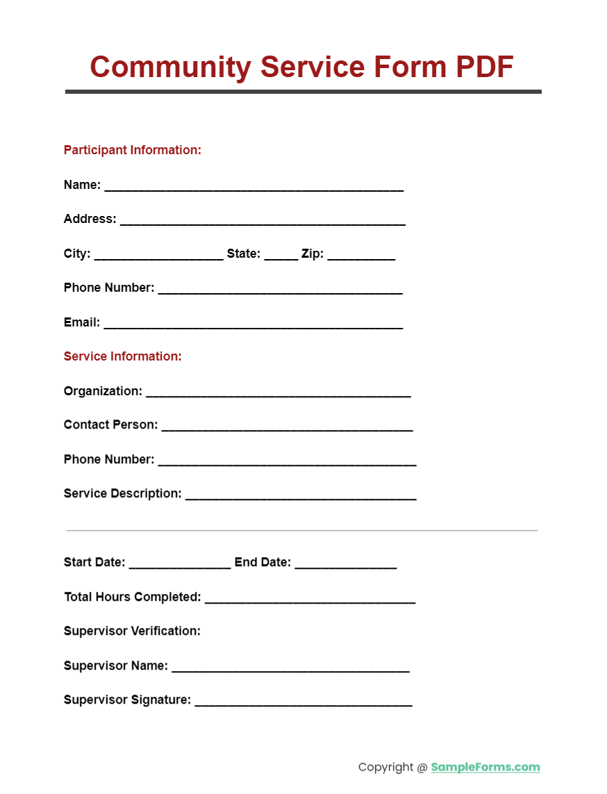 FREE 15+ Community Service Form Samples, PDF, MS Word, Google Docs, Excel