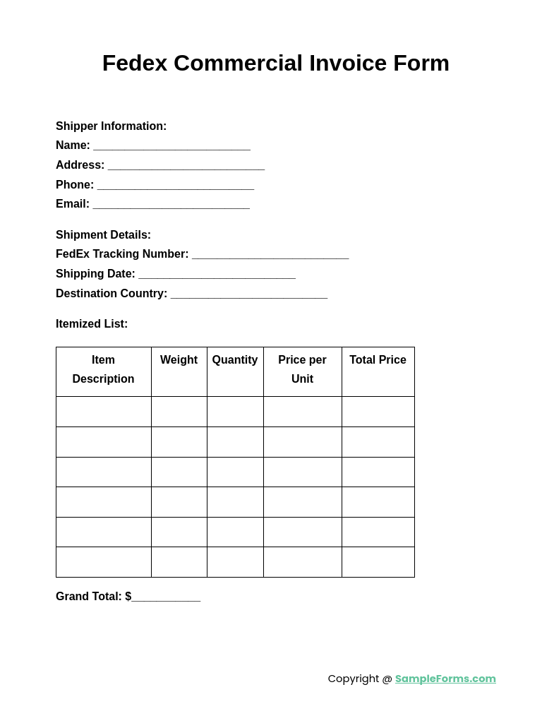 FREE 11+ Commercial Invoice Form Samples, PDF, MS Word, Google Docs