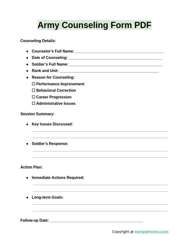 FREE 10+ Army Counseling Form Samples, PDF, MS Word, Google Docs(05)