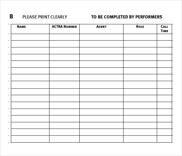 FREE 32+ Sample Sign In Sheet Templates in PDF MS Word Apple Pages