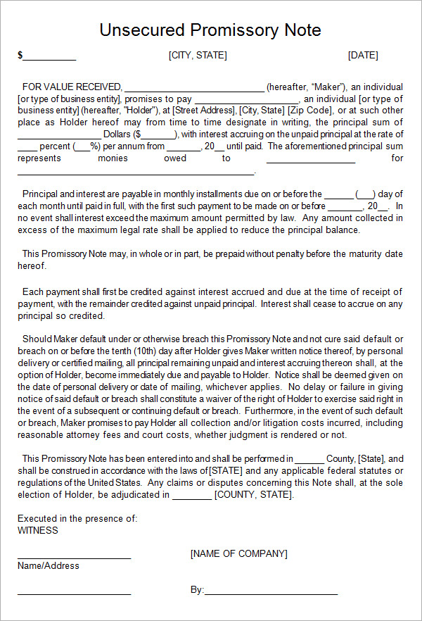 FREE 34+ Promissory Note Templates in Google Docs MS Word Pages PDF