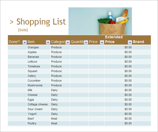 8+ Shopping List Samples, Examples, Templates Sample Templates