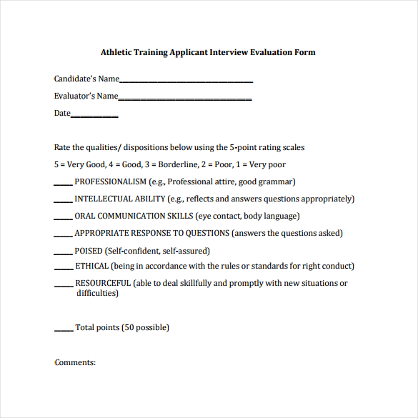 FREE 12+ Sample Interview Evaluation Form Templates in PDF MS Word