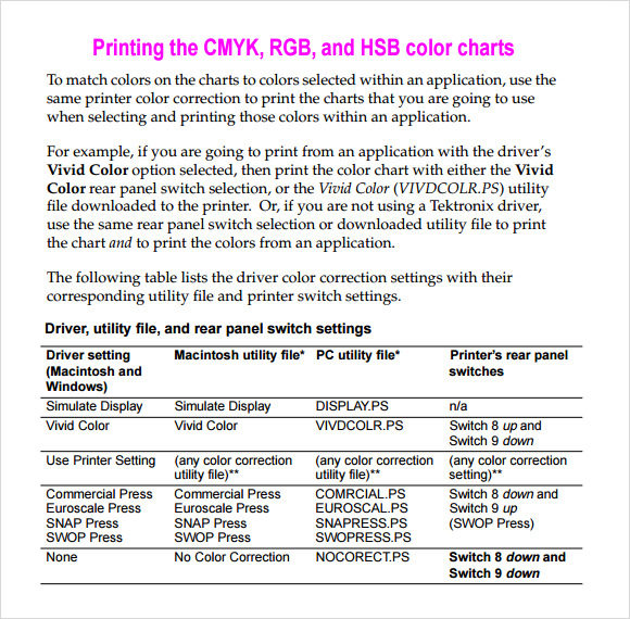 FREE 11 Sample CMYK Color Chart Templates In PDF Cmyk Color Code Pdf