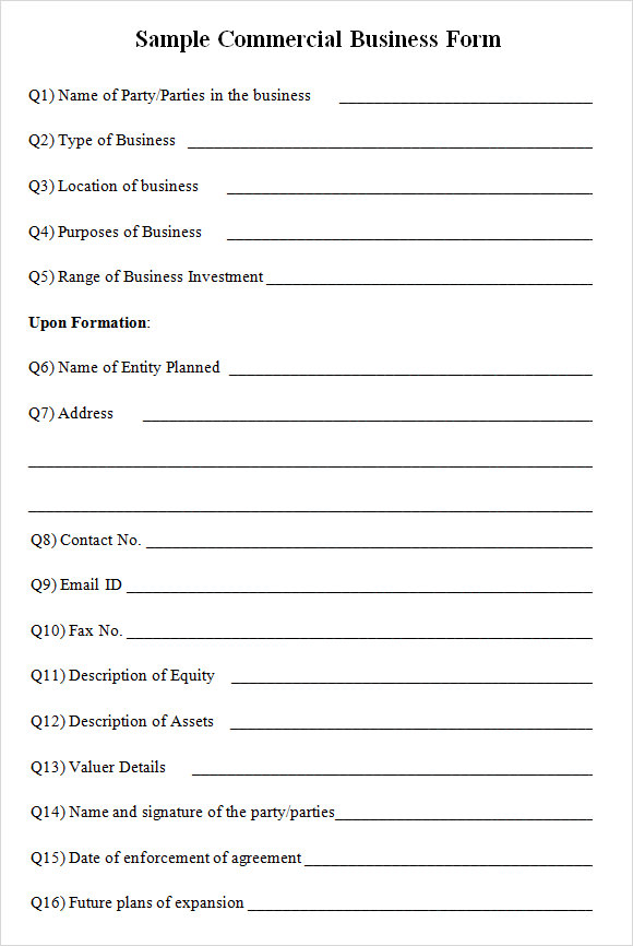 FREE 4+ Commercial Business Forms in PDF