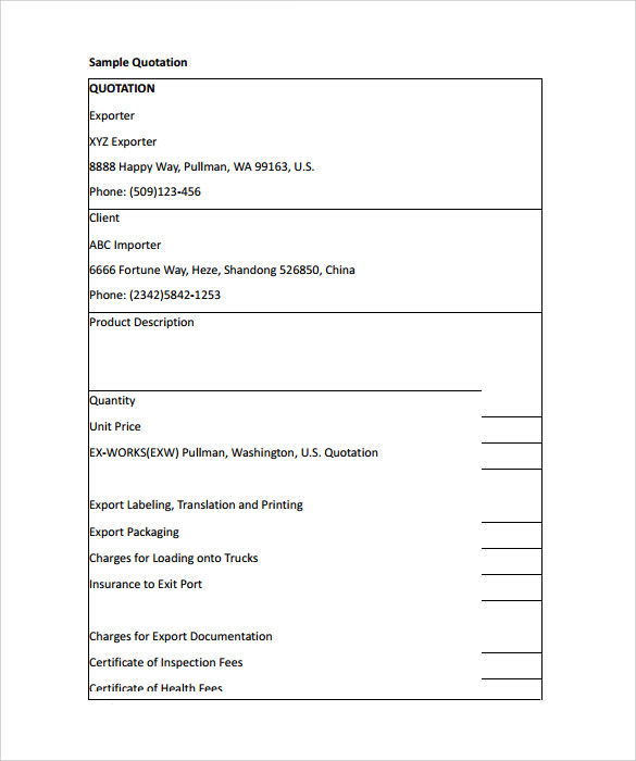 FREE 58+ Quotation Templates in Google Docs MS Word