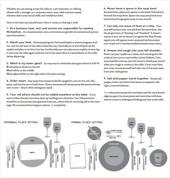 FREE 6+ Sample Place Settings in PSD EPS PDF MS Word