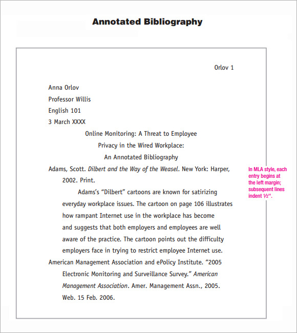 Annotated bibliography single spaced
