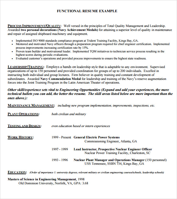 FREE 5+ Sample Functional Resume Templates in PDF